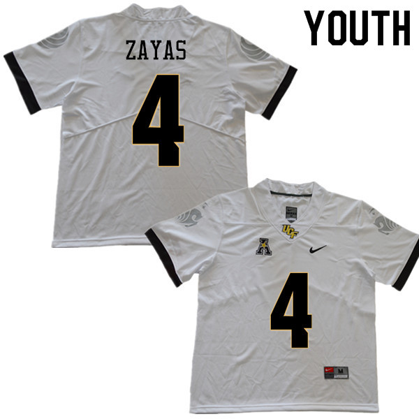 Youth #4 Stephon Zayas UCF Knights College Football Jerseys Sale-White - Click Image to Close